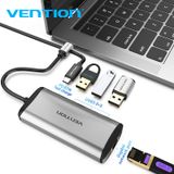  HUB chuyển đa năng Vention 6in1 Multifunction HUB - TGD (Type-C to USB 3.0*3/Gigabit Ethernet/PD) 