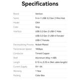  HUB Chuyển Data Tốc Độ Cao 5in1 USB3.2 Gen2 VENTION CKH (USB-C to USB 3.2 Gen 2 Type-A x 4, 10Gbps Data speed, 5V/3A PD Support) 