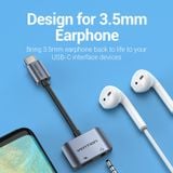  Bộ Chuyển Đổi Âm Thanh Type C to 3.5mm VENTION BGS (With Power Supply Type C 1.5A, OMTP/CTIA) 