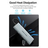  HUB chuyển đa năng Vention 7 in 1 Docking Station - TOP (Type C to HDMI/USB 3.0x3/SD/TF/PD,  0.115m Aluminum Alloy) 