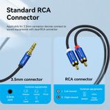  Cotton Braided 3.5mm Male to 2RCA Male Audio Cable Blue Aluminum Alloy Type 