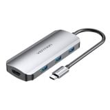  HUB chuyển đa năng Vention 5in1 Type C to HDMI/USB 3.0x3/PD Docking Station - TOD (PD100W, 4K@30Hz, USB3.0 5Gbps high speed) 