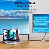  Multi-function USB-C to HDMI/VGA/USB-C Gen 1/USB 3.0x2/USB 2.0/RJ45/SD/TF/TRRS 3.5mm/PD Docking Station 0.25m Gray Metal Type 