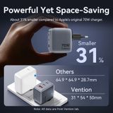  Vention 3-Port USB (C+C+A) GaN Charger (70W/70W/22.5W) EU-Plug 