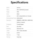  Cáp Chuyển DP to HDMI2.1 8K VENTION HFN (0.25M, Male to Female, 8K@60Hz/4K@120Hz/2K@144Hz, HDR Support, 3D Visual Effect, Cotton Braided, VRR, 12-Bit Color Depth, DTS-HD 7.1 Channel) 