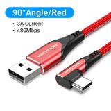  Cáp Sạc Nhanh USB to Type-C VENTION COE (Right Angle Cable, 3A, 480Mbps) 