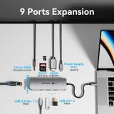  HUB chuyển đa năng tốc độ cao Vention 9in1 Expand Docking Station - TQM ( USB-C to HDMI/USB-C Gen 1/USB 3.0 x 2/RJ45/SD/TF/TRRS 3.5mm/PD) 