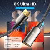  Cáp chuyển Video Vention Cotton Braided DP Male to HDMI Female 8K Converter (0.25M, 8K@60Hz, HDR Support, Zinc Alloy) 