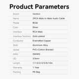  Cáp âm thanh Jack bông sen chất lượng cao Vention Cotton Braided 2RCA Male to Male Audio Cable - BCQ (Cáp vải dù siêu bền, đầu mạ vàng) 