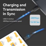  Vention Nylon Braided USB 2.0 A Male to C Male 3A Cable  LED Type 