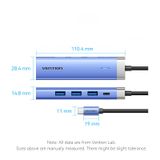  HUB chuyển đa năng Vention 5in1 USB-C Docking Station - TGE (Type C to HDMI/USB 3.0 x 3/PD) 