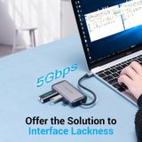  Multi-function USB-C to HDMI/VGA/USB3.0*3/PD Docking Station 0.15M Gray Metal Type 