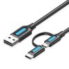  Vention USB 2.0 A Male to 2-in-1 Micro-B&USB-C Male 3A Cable 