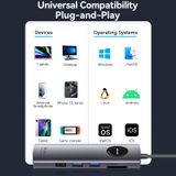  HUB chuyển đa năng Vention 10 in 1 TQW (USB-C to DP/HDMI x 2/USB 3.0 x 2/USB 2.0/RJ45/SD/TF/PD MST Docking Station) 
