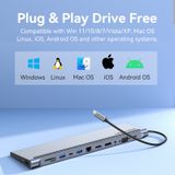  Multi-function USB-C to DP/HDMI/VGA/USB-C Gen 1/USB 3.0x2/USB 2.0/RJ45/SD/TF/TRRS 3.5mm/PD Docking Station 0.25m Gray Metal Type 