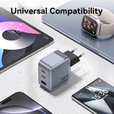  Vention 3-Port USB (C+C+A) GaN Charger (70W/70W/22.5W) EU-Plug 
