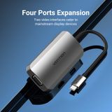  HUB chuyển đa năng Vention USB-C to HDMI/VGA/USB 3.0/PD Docking Station - TOA (PD100W, HDMI+VGA, USB3.0) 