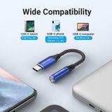 Cotton Braided USB-C Male to 3.5mm Female Audio Cable(DAC) 0.1M Blue Aluminum Alloy Type 