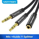 Cáp Âm Thanh AUX 2 in 1 3.5mm VENTION BBT (Braided Cable) 