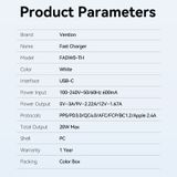  Củ sạc nhanh Vention Quick charger 20W (FAD) 