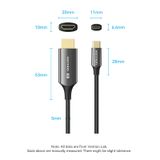  Cáp Chuyển Type-C to HDMI2.1 8K VENTION CRC (8K@60Hz, 4K@240Hz/144Hz, Dolby Atmos, Dynamic HDR, HDCP 2.3, 12-bit Color Depth, 3D Video, eARC, QMS) 