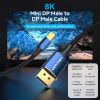  Cáp Chuyển Mini DisplayPort sang DisplayPort 8K VENTION HCF (8K@60Hz/4K@144Hz, HDR, 32.4Gbps Bandwidth, Bi-Direction, Cotton Braided) 