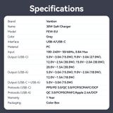  Vention 2-Port USB (C+A) GaN Charger (30W/18W) EU-Plug 
