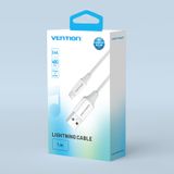  Cáp sạc USB to Lightning Vention Lightning Fast charge Cable 2.4A - LAI ( 1M White) 