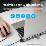  Multi-function USB-C to HDMI/VGA/USB-C Gen 1/USB 3.0x2/USB 2.0/RJ45/SD/TF/TRRS 3.5mm/PD Docking Station 0.25m Gray Metal Type 