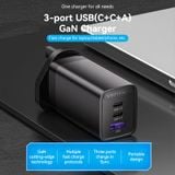  Củ Sạc Nhanh VENTION FED 2C+C+A GaN Charger 65W (Chân UK) 