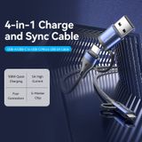  Cáp sạc nhiều đầu Vention 4-in-1 Cotton Braided USb/TypeC to C + Micro USB 100W - CTL (USB 2.0 Type-A Male + USB-C Male to USB-C Male + Micro Type-B Male 5A) 