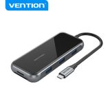  HUB chuyển đa năng Vention 9in1 Docking Station Mirrored Surface - TFL (USB-C to HDMI/USB 3.0x3/RJ45/SD/TF/TRRS 3.5mm/PD) 