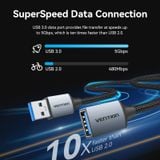  Cáp USB nối dài tốc độ cao Vention Cotton Braided USB 3.0 Type A Male to Female Extension Cable - CBL (USB3.0/ 5Gbps, Aluminum Alloy 