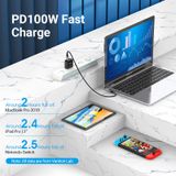  USB 2.0 C Male Right Angle to C Male 5A Cable 0.5/1/1.5/2M Gray Aluminum Alloy Type 
