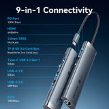  HUB Mở Rộng Kết Nối Đa Năng 9-in-1 VENTION TGV (Type-C to HDMI4K@60Hz/1*USB 3.2 Gen 1 Type-C 5Gbps/1*USB 3.0 5Gbps/1*USB 2.0 480Mbps/RJ45 1Gbps/1*SD&TF/1*TRRS 3.5mm/1*Type-C PD100W) 