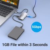  HUB chuyển đa năng tích hợp đầu đọc thẻ nhớ Vention 6in1 Docking Station - TNH (USB-C to USB3.0x3/SD/TF/PD) 