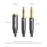  Cáp âm thanh chuyển 2 đầu Jack 3.5 đực sang AUX3.5mm cái Vention Cotton Braided (Dual 3.5mm TRS Male to 3.5mm Female, Headphone Type (OMTP/CTIA) ) 