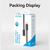  Cáp hình ảnh chất lượng cao Vention HDMI-A Male to Male 4K - ALJ (2 Đầu HDMI đực, 4K@60Hz, 3D Video Support, Double Layer Shield) 