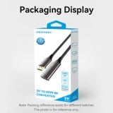  Cáp Chuyển DP to HDMI2.1 8K VENTION HFN (0.25M, Male to Female, 8K@60Hz/4K@120Hz/2K@144Hz, HDR Support, 3D Visual Effect, Cotton Braided, VRR, 12-Bit Color Depth, DTS-HD 7.1 Channel) 