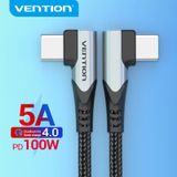  Cáp Sạc Nhanh C to C 100W VENTION TAN (5A/100W, QC4.0, Right Angle Cable) 