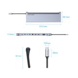  Multi-function USB-C to DP/HDMI/VGA/USB-C Gen 1/USB 3.0x2/USB 2.0/RJ45/SD/TF/TRRS 3.5mm/PD Docking Station 0.25m Gray Metal Type 
