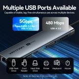  HUB Mở Rộng Kết Nối Đa Năng 9-in-1 VENTION TGV (Type-C to HDMI4K@60Hz/1*USB 3.2 Gen 1 Type-C 5Gbps/1*USB 3.0 5Gbps/1*USB 2.0 480Mbps/RJ45 1Gbps/1*SD&TF/1*TRRS 3.5mm/1*Type-C PD100W) 