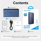  Bộ chuyển cổng HDMI Vention 3 in to 1 Out HDMI Switcher - AKM (HDMI Switcher, 4K@60Hz support, Remote Control, Aluminum Alloy, Blue) 