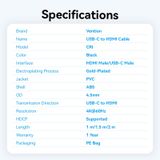  Cáp Chuyển Type-C to HDMI VENTION CRI 4K@60Hz (4K@60Hz, HDCP2.2, 3D Visual Effect, Audio & Video Sync, Steady Signal Transmission, Support Thunderbolt 4 / USB4) 