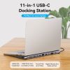  Multi-function USB-C to HDMI/VGA/USB-C Gen 1/USB 3.0x2/USB 2.0/RJ45/SD/TF/TRRS 3.5mm/PD Docking Station 0.25m Gray Metal Type 