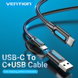  Cáp Sạc Đa Năng 2 to 1 VENTION CQL (USB + Type C to Type C 20V/3A, 480Mbps, QC4.0, 3.0) 