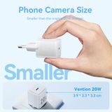  Vention 1-Port USB-C GaN Charger (20W) with USB-C to USB-C Cable 