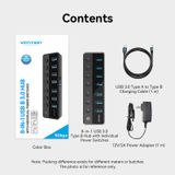  HUB chia cổng USB3.0 tốc độ cao Vention USB B 3.0 to USB 3.0 x7-Port Hub - CHX (5Gbps USB3.0, bât/tắt nguồn riêng cho từng Port) 