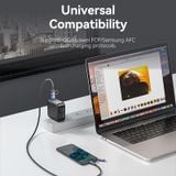  Cáp sạc nhiều đầu Vention 4-in-1 Cotton Braided USb/TypeC to C + Micro USB 100W - CTL (USB 2.0 Type-A Male + USB-C Male to USB-C Male + Micro Type-B Male 5A) 