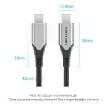  Cáp sạc nhanh C to C Thunderbolt Vention Cotton Braided USB-C to USB-C 3.1 - TAA (Sạc nhanh PD60W, Data tốc độ cao 5Gbps, hỗ trợ xuất Video 4K ) 